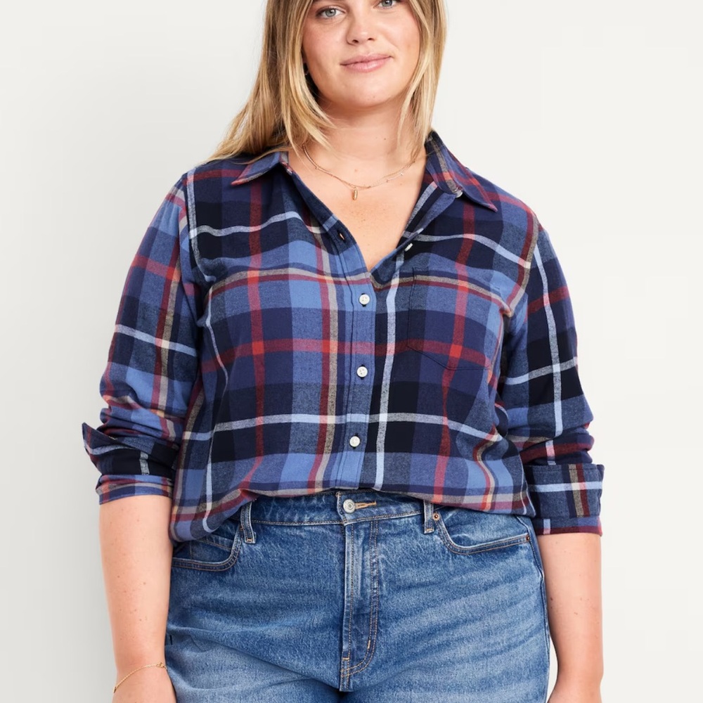 NWT Old Navy Women’s Classic Flannel Button-Down Shirt - L